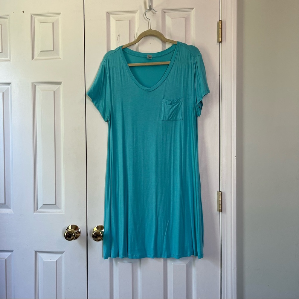 Aqua Short Sleeve Women's T-Shirt Dress